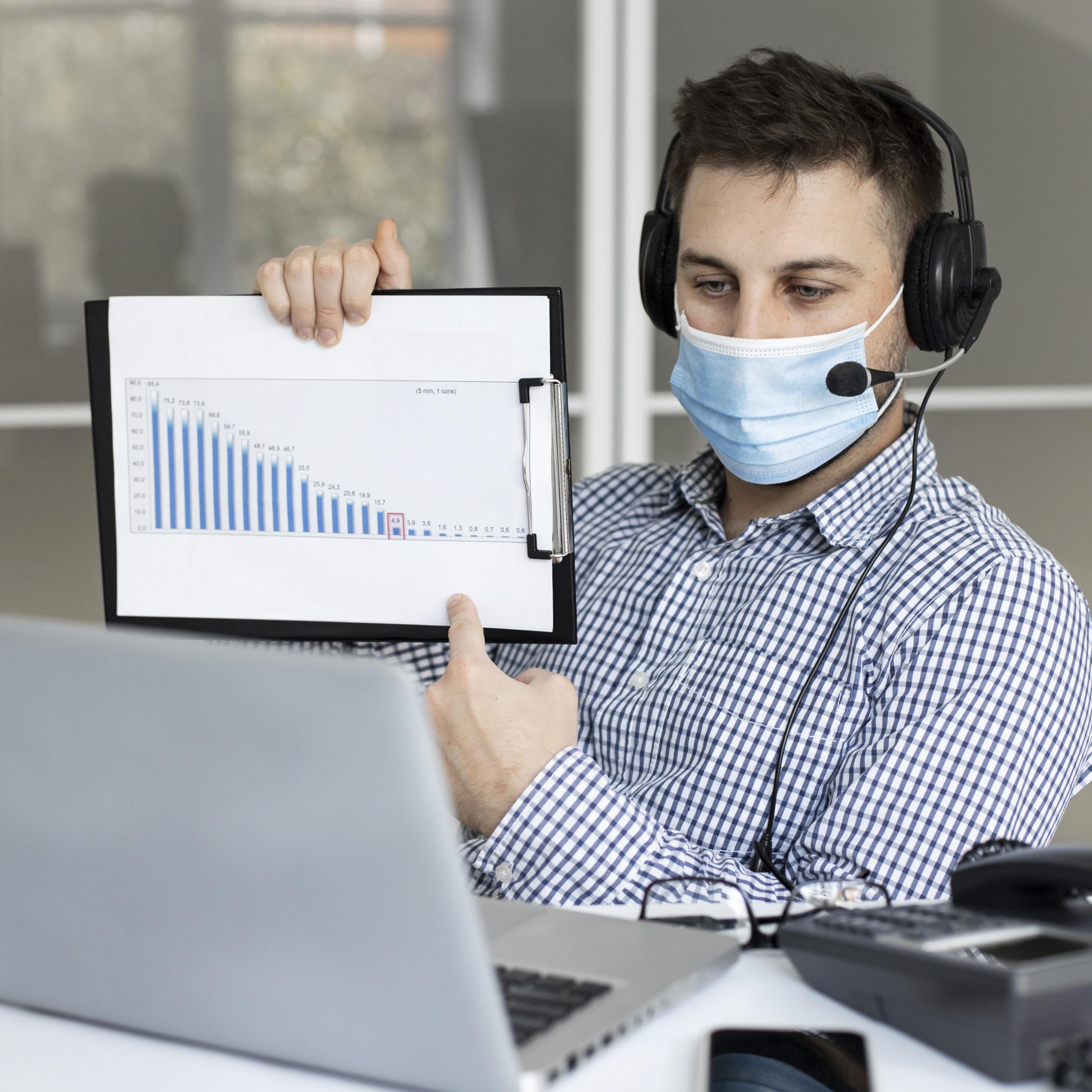 new normal office with face mask scaled